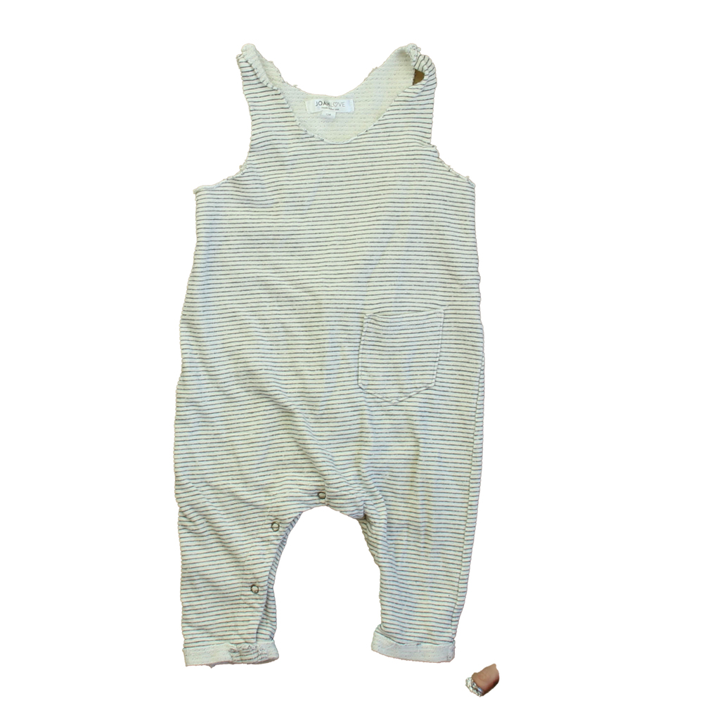 Joah Love Unisex Ivory Stripe Romper size: 12 Months